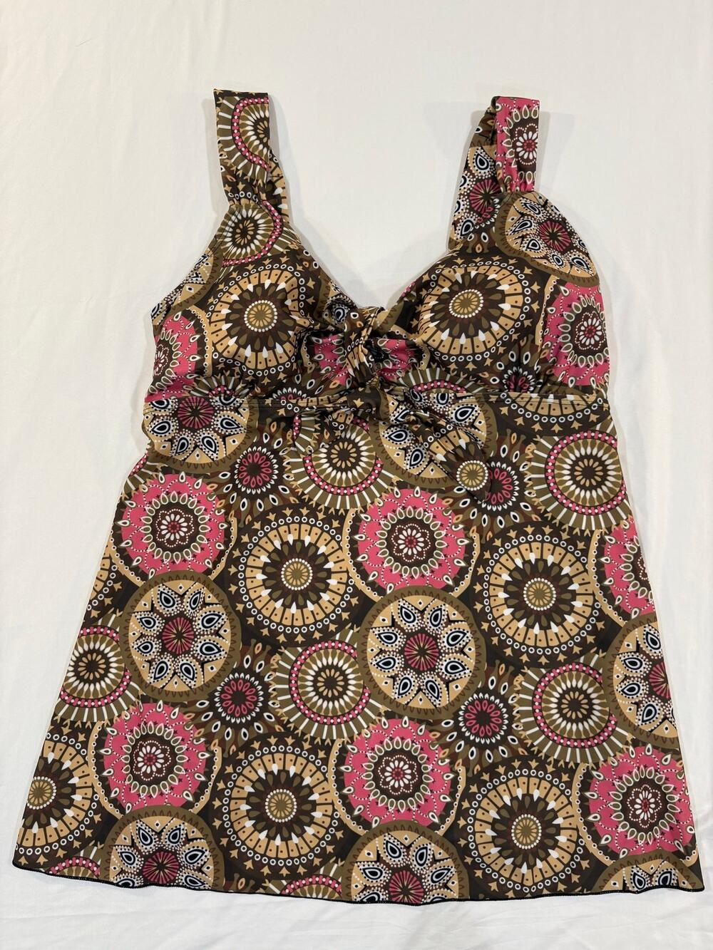 Women’s Brown & Pink Printed Swim Dress Top ONLY